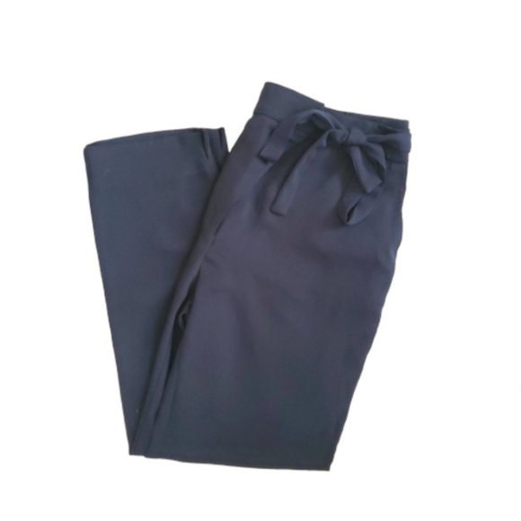 Zara Pants - Zara Cropped Navy Bow Trousers
